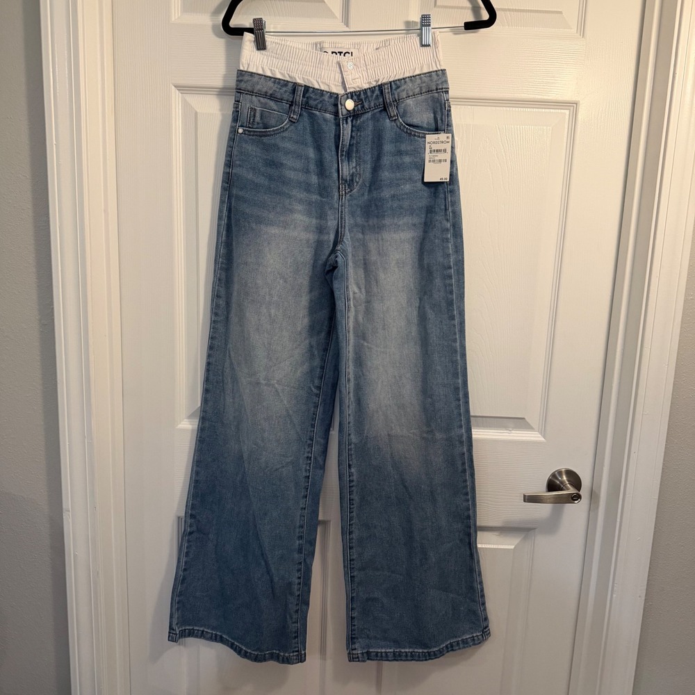 PTCL Wide Leg Jeans Indigo Blue 25 Boxer Waistband Streetwear Casual
